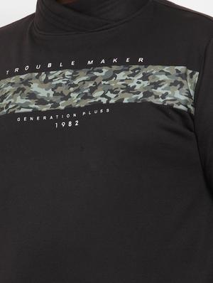 plus size black printed cut & sew sweatshirt - 17397120 - Standard Image - 5