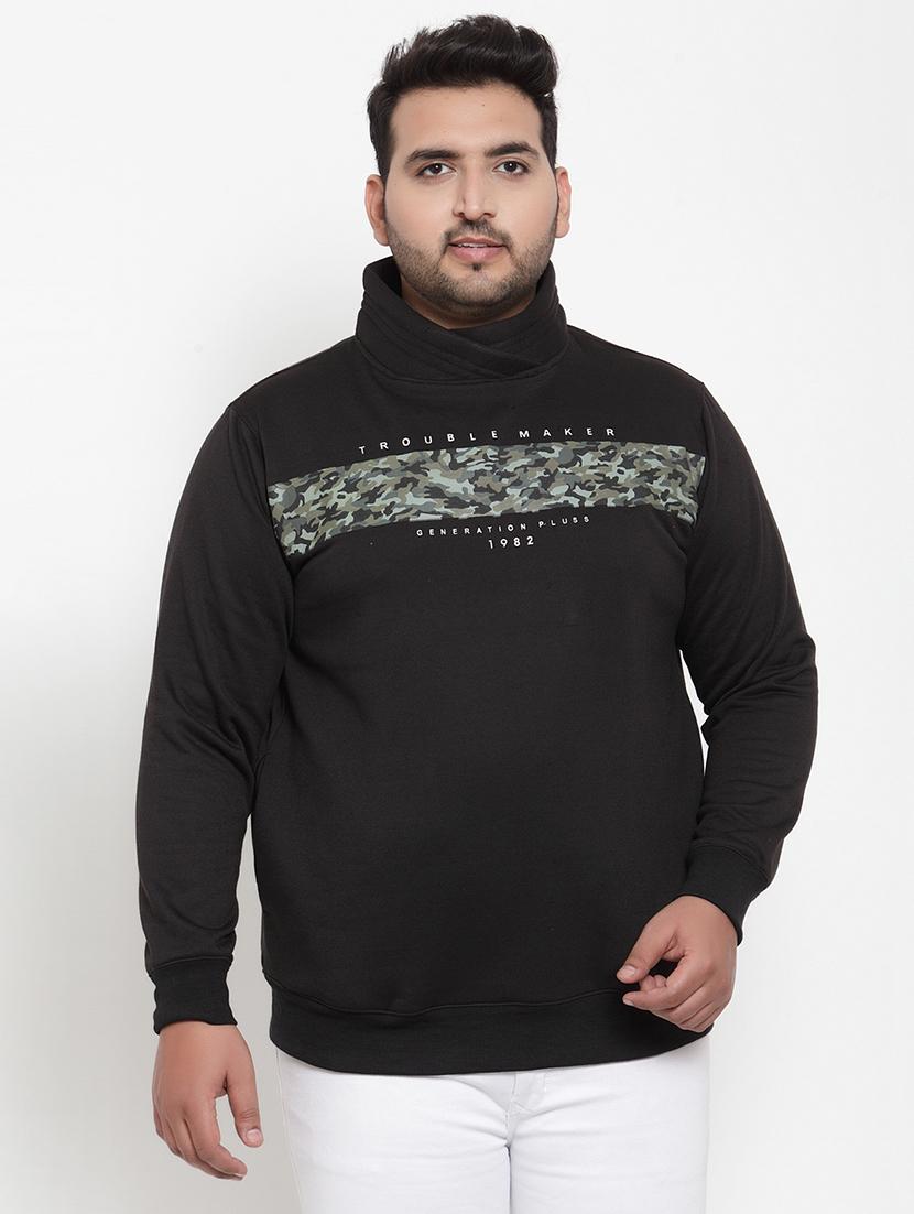 plus size black printed cut & sew sweatshirt - 17397120 - Zoom Image - 1