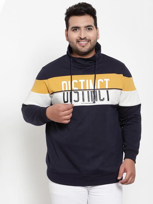 plus size navy blue printed cut & sew sweatshirt - 17397121 - Standard Image - 1