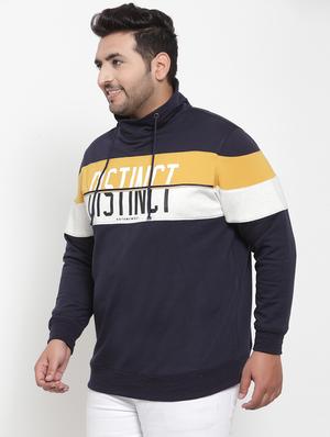 plus size navy blue printed cut & sew sweatshirt - 17397121 - Standard Image - 2