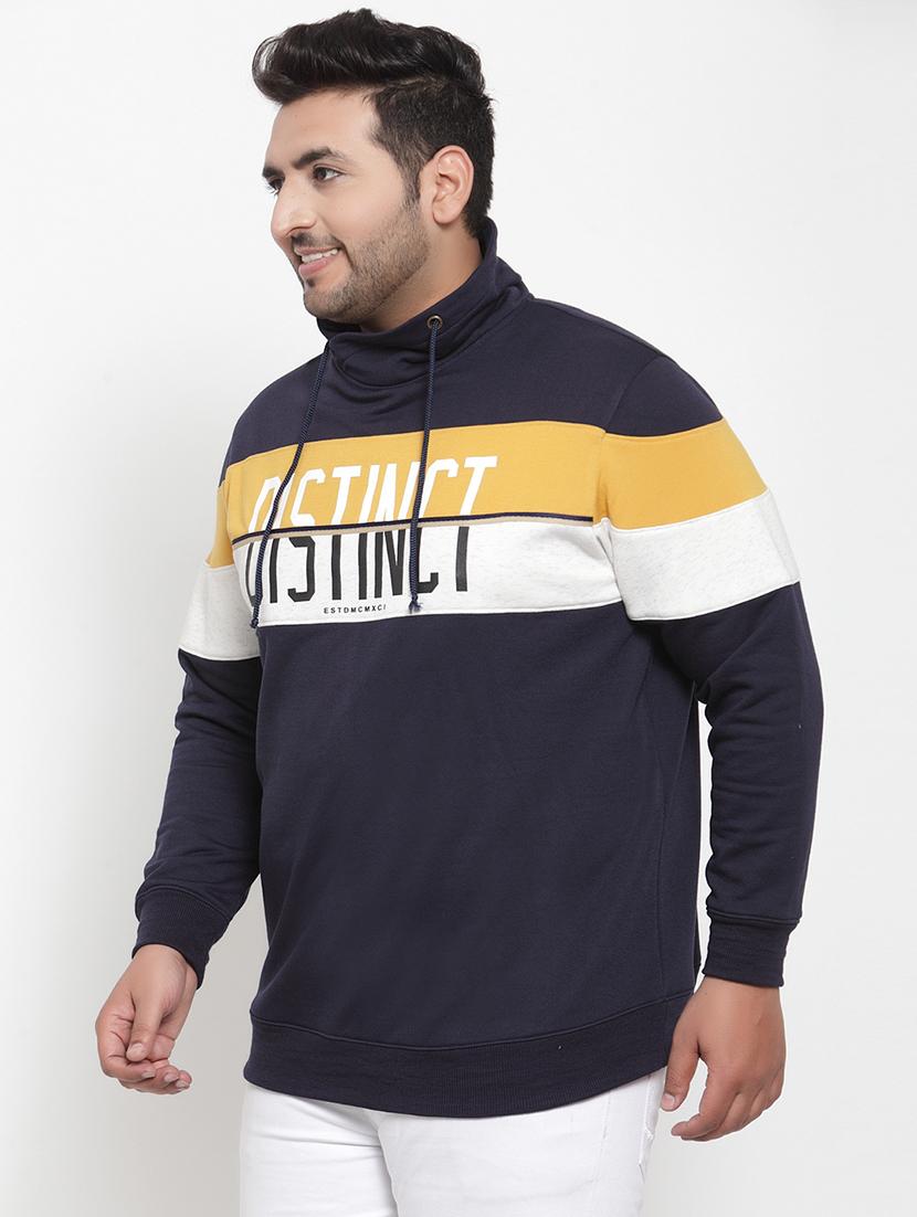 plus size navy blue printed cut & sew sweatshirt - 17397121 - Zoom Image - 2