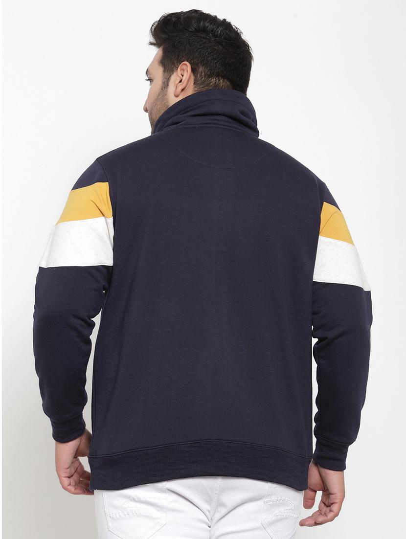 plus size navy blue printed cut & sew sweatshirt - 17397121 - Zoom Image - 3