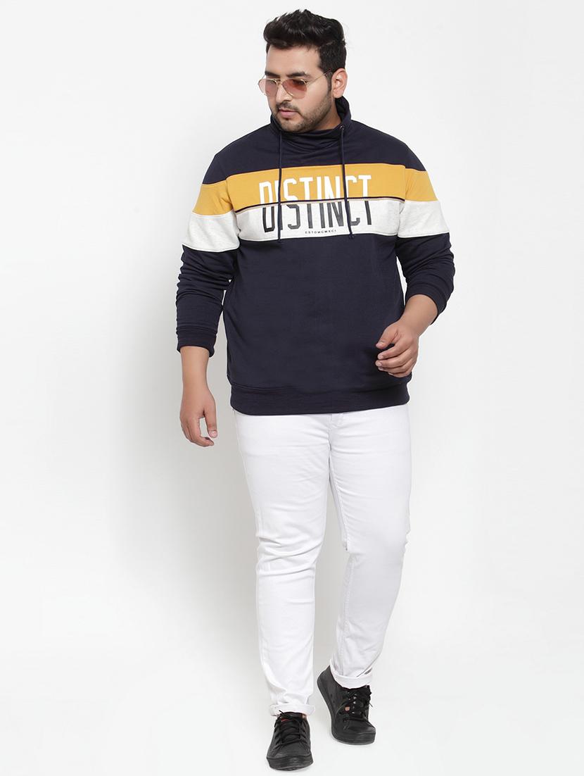 plus size navy blue printed cut & sew sweatshirt - 17397121 - Zoom Image - 4