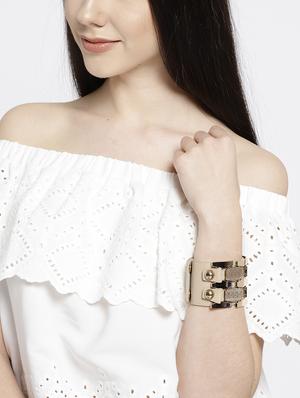 beige metal cuffs bracelet - 17397173 - Standard Image - 3