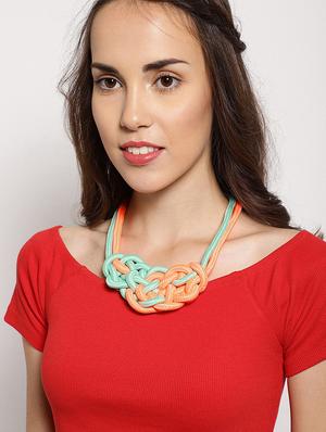 green metal long necklace - 17397195 - Standard Image - 3