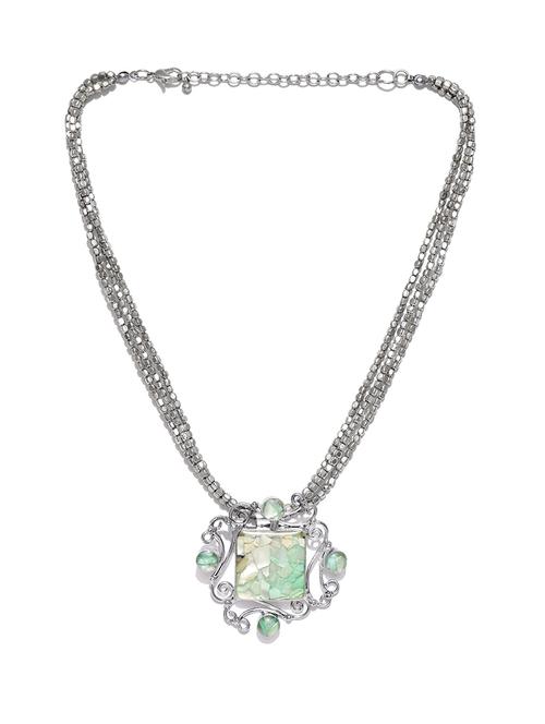 green metal long necklace - 17397197 - Standard Image - 1