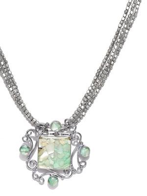 green metal long necklace - 17397197 - Standard Image - 2