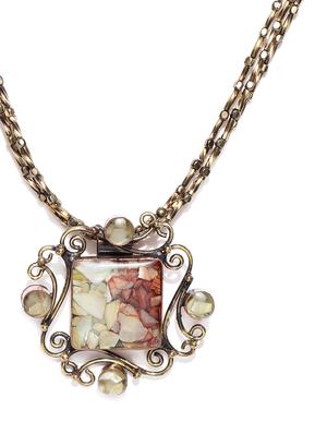 brown metal long necklace - 17397198 - Standard Image - 2