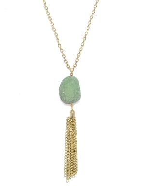 green metal long necklace - 17397200 - Standard Image - 2