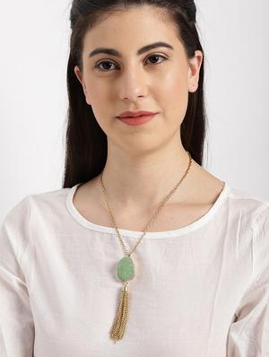 green metal long necklace - 17397200 - Standard Image - 3