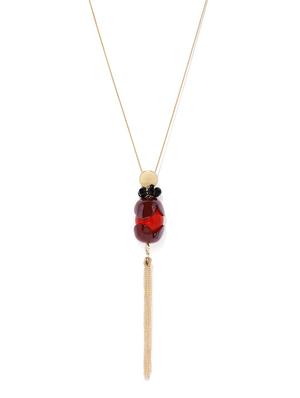 gold metal long necklace - 17397203 - Standard Image - 2