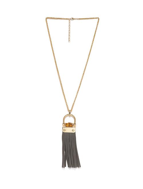 grey metal long necklace - 17397204 - Standard Image - 1