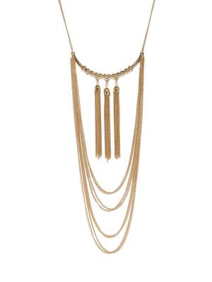 gold metal long necklace - 17397207 - Standard Image - 2