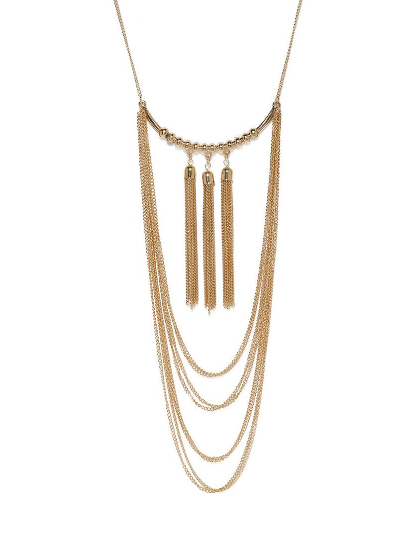 gold metal long necklace - 17397207 - Zoom Image - 2