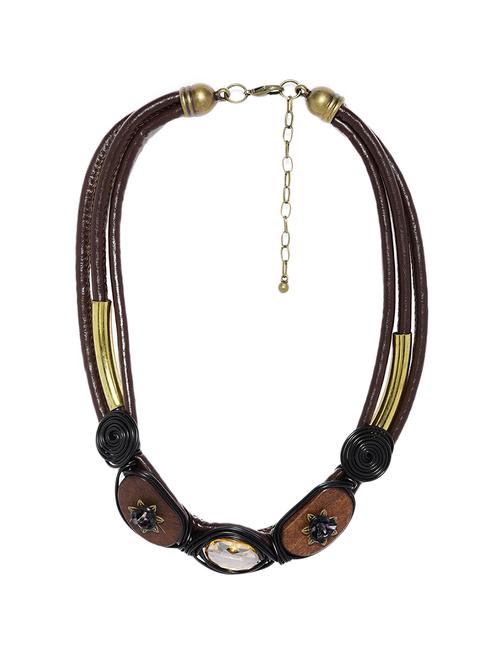 brown metal long necklace - 17397214 - Standard Image - 1