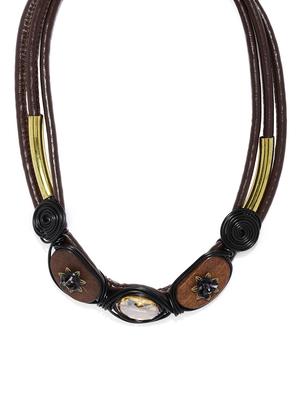 brown metal long necklace - 17397214 - Standard Image - 2