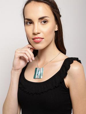 blue metal long necklace - 17397224 - Standard Image - 3