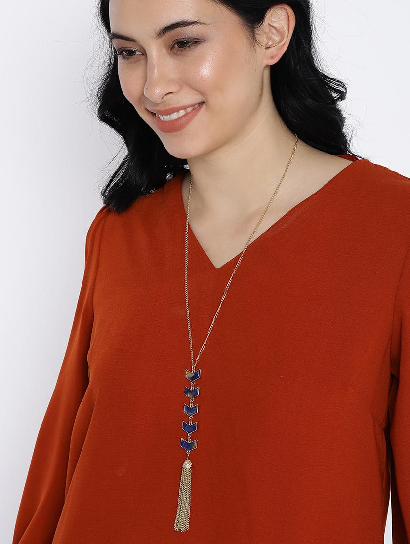 blue metal long necklace - 17397229 - Zoom Image - 2