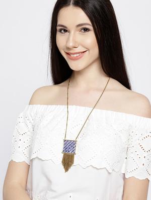 blue metal long necklace - 17397251 - Standard Image - 3