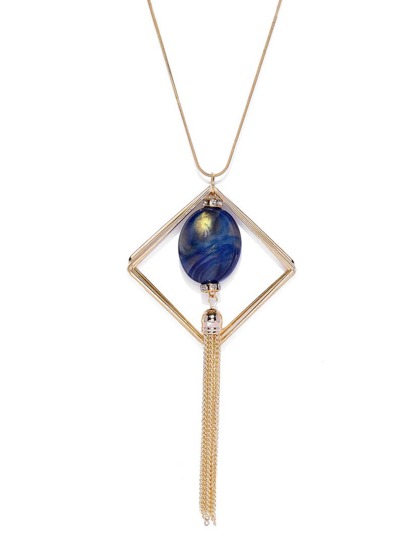 blue metal long necklace - 17397262 - Zoom Image - 1