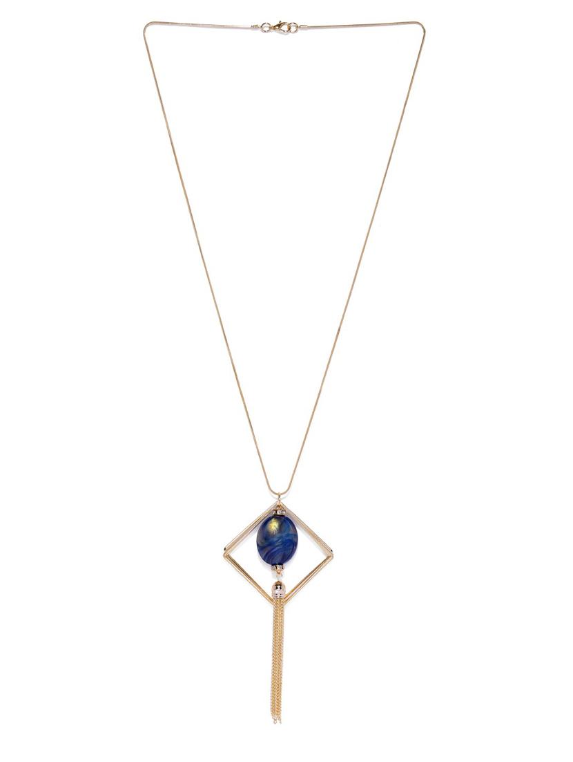 blue metal long necklace - 17397262 - Zoom Image - 2