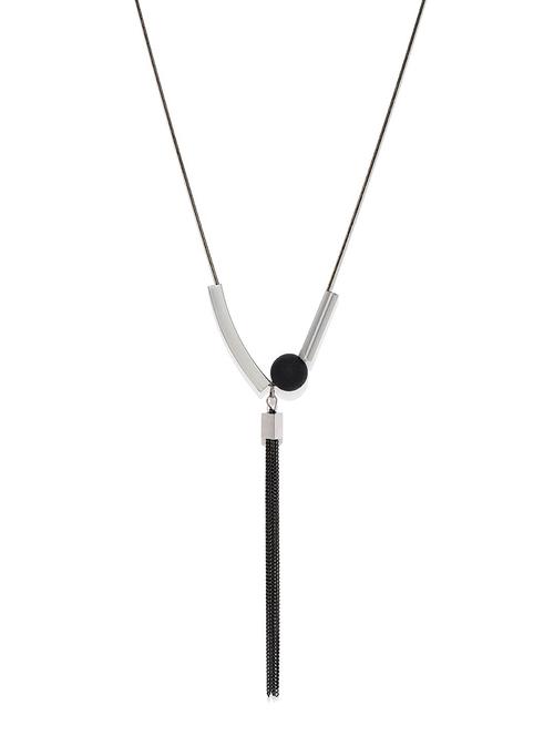 black metal long necklace - 17397271 - Standard Image - 1