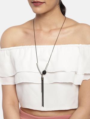 black metal long necklace - 17397271 - Standard Image - 3