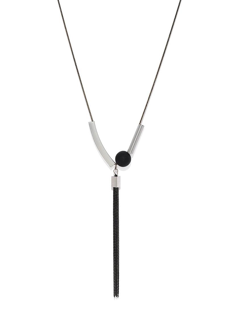 black metal long necklace - 17397271 - Zoom Image - 1