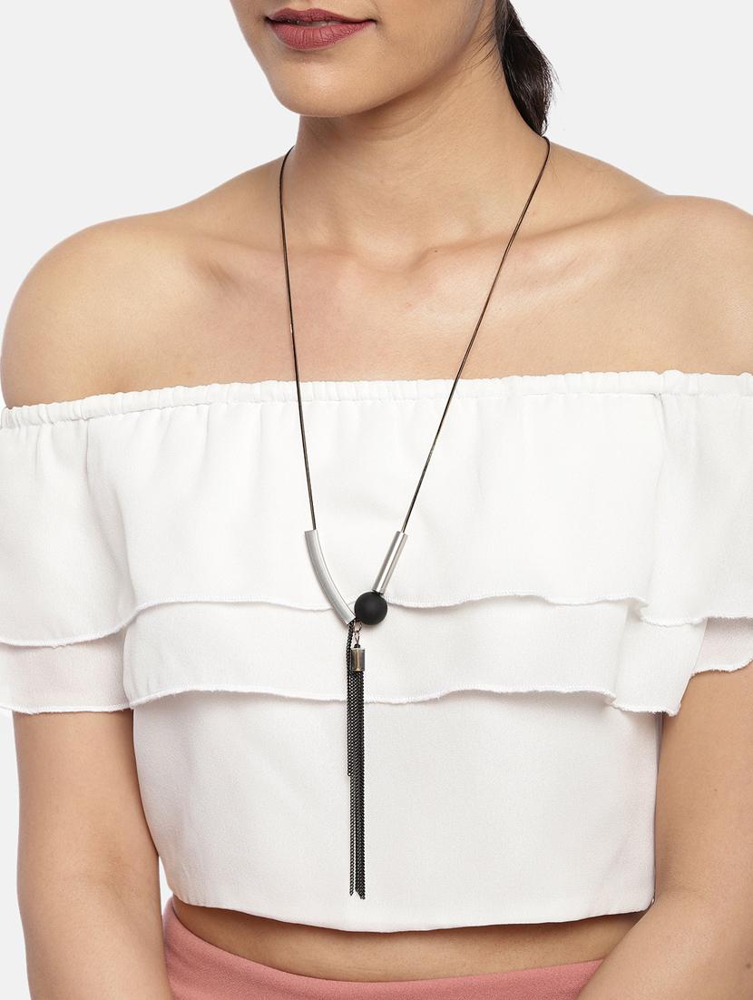 black metal long necklace - 17397271 - Zoom Image - 3