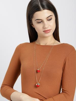 red metal long necklace - 17397471 - Standard Image - 4