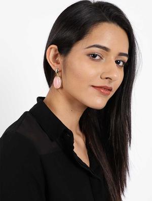 pink metal drop earring - 17397503 - Standard Image - 3