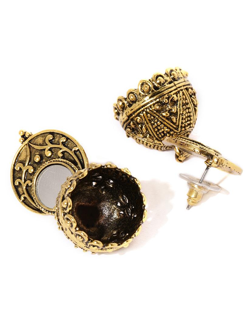 gold metal jhumka earring - 17397542 - Zoom Image - 2