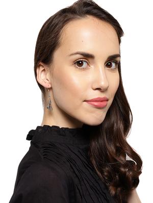 white colored metal drop earring - 17397571 - Standard Image - 3