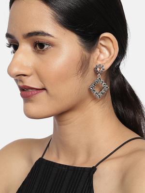 grey metal drop earring - 17397584 - Standard Image - 3