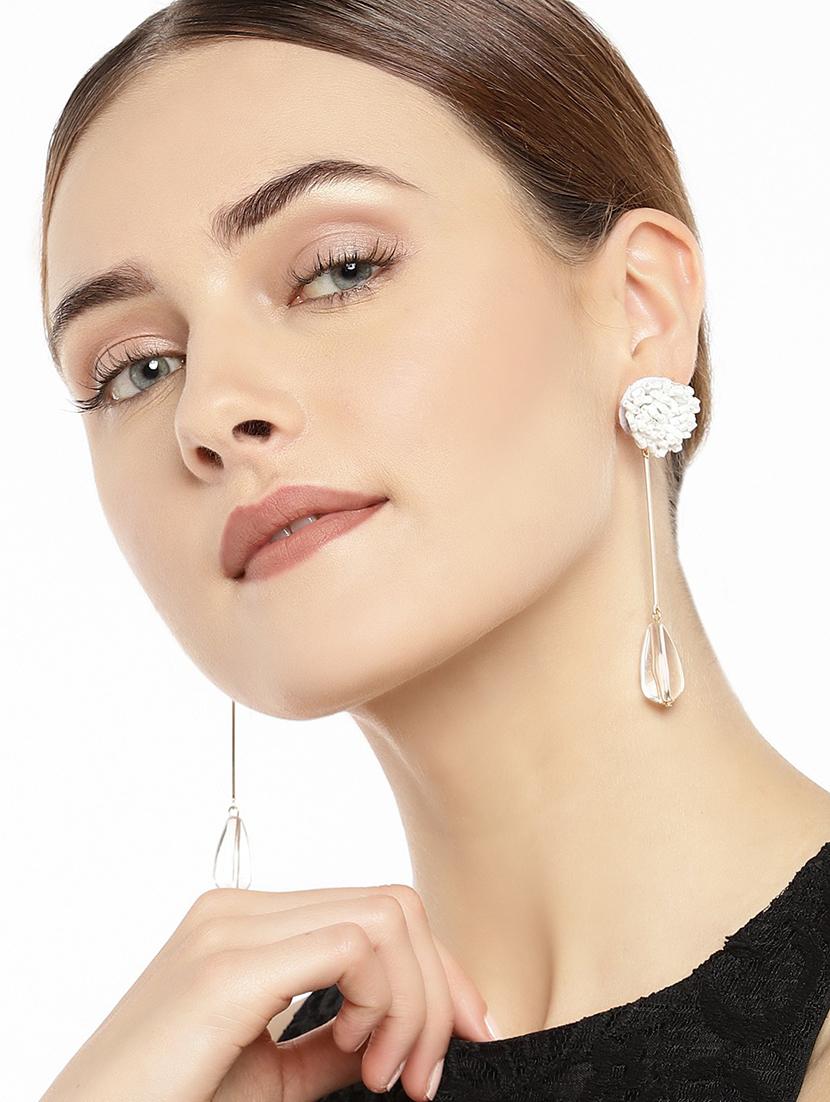 white metal drop earring - 17397605 - Zoom Image - 3