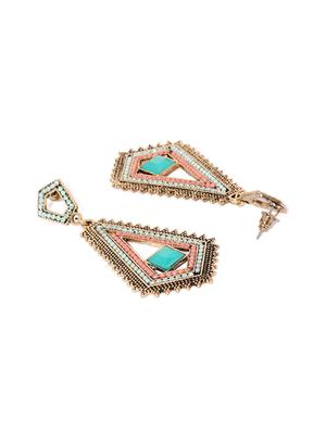 green metal drop earring - 17397611 - Standard Image - 2