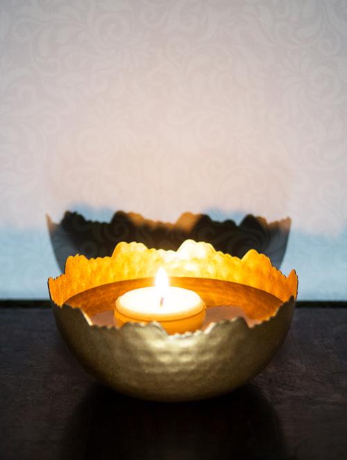 gold-toned candle bowl tea light holder - 17397688 - Standard Image - 1