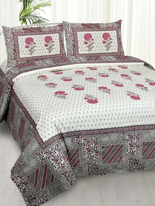 cotton jaipuri print king size bedsheet with 2 pillow covers - 17397738 - Standard Image - 1