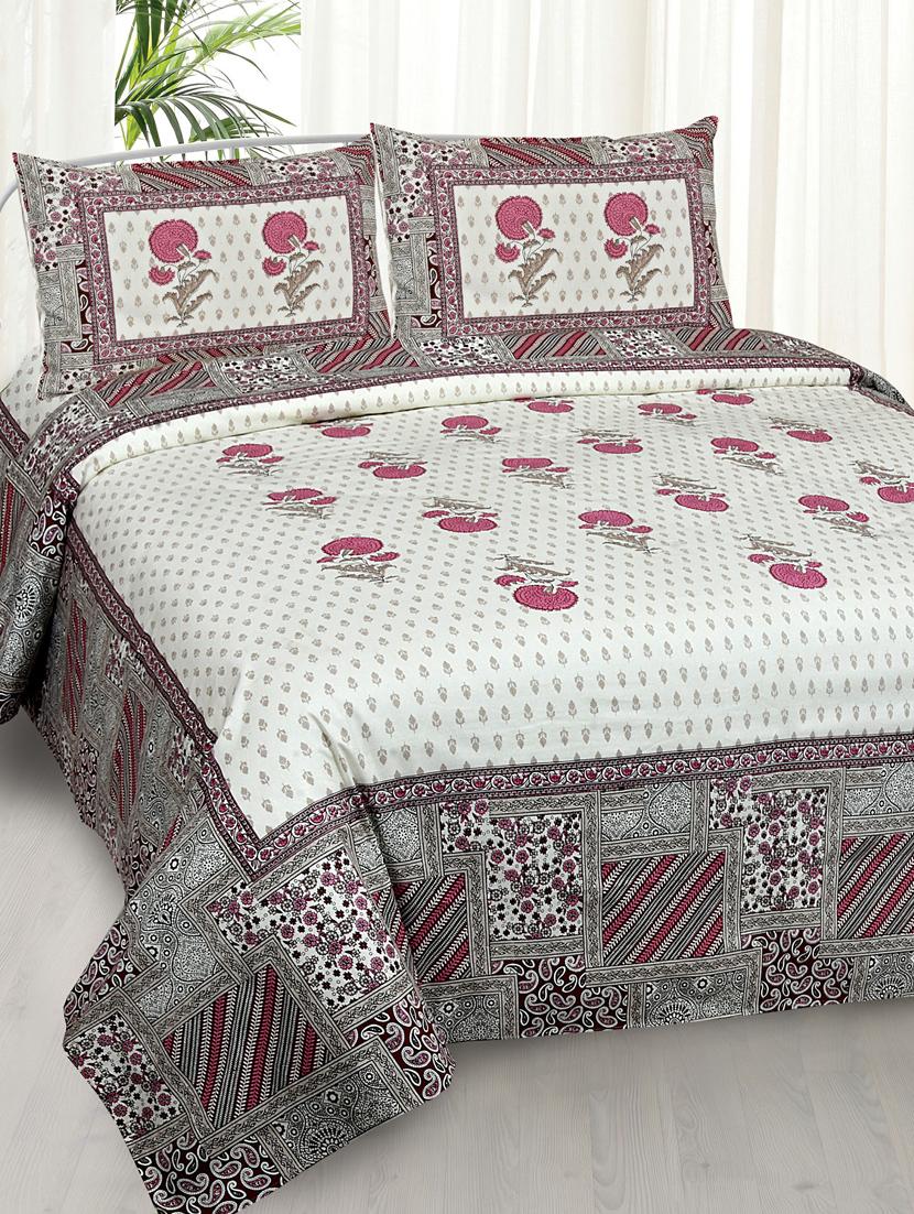 cotton jaipuri print king size bedsheet with 2 pillow covers - 17397738 - Zoom Image - 1