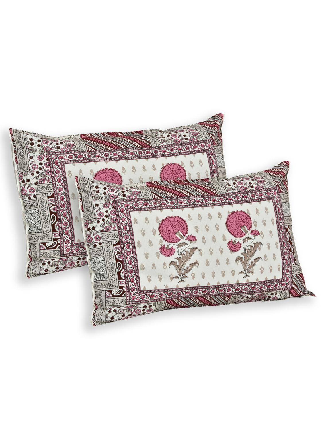 cotton jaipuri print king size bedsheet with 2 pillow covers - 17397738 - Zoom Image - 2