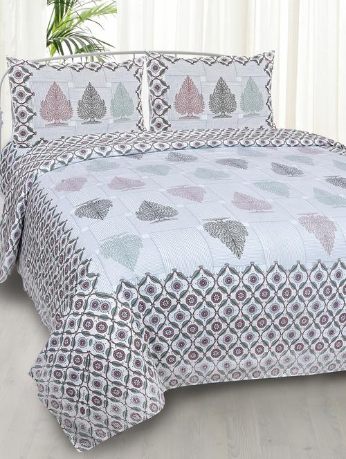 cotton jaipuri print king size bedsheet with 2 pillow covers - 17397742 - Standard Image - 1