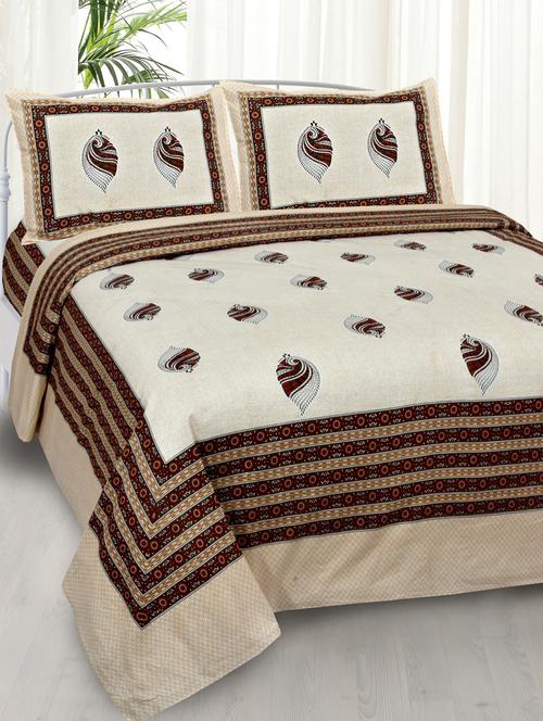 cotton jaipuri print king size bedsheet with 2 pillow covers - 17397752 - Standard Image - 1