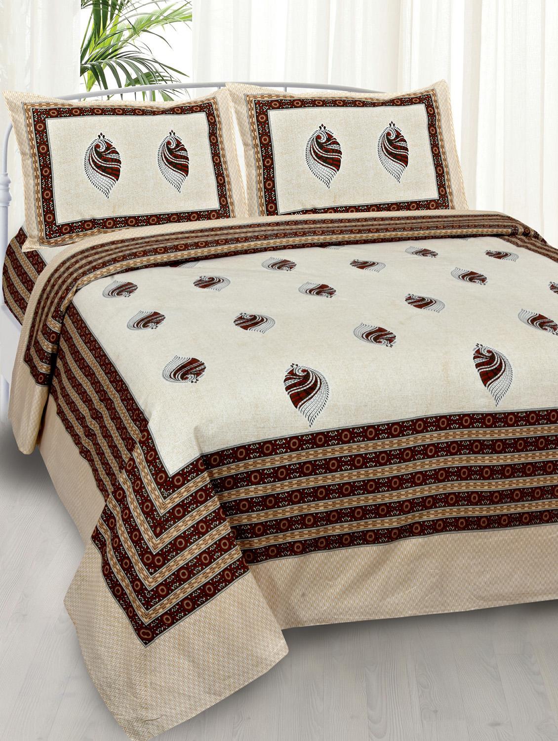 cotton jaipuri print king size bedsheet with 2 pillow covers - 17397752 - Zoom Image - 1