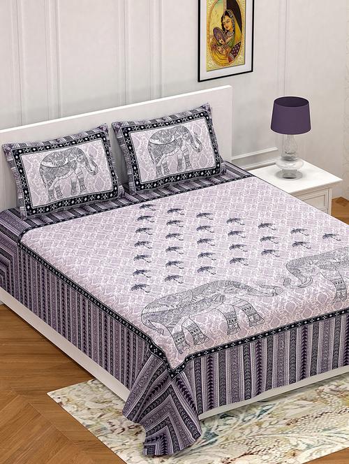 cotton jaipuri print king size bedsheet with 2 pillow covers - 17397754 - Standard Image - 1