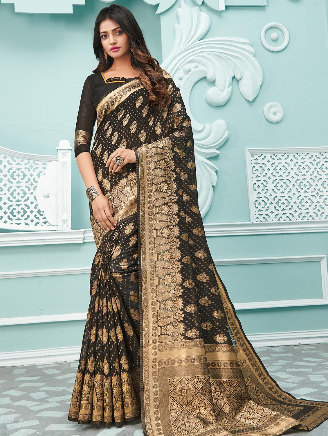 zari work kanjivaram saree with blouse - 17397784 - Zoom Image - 1