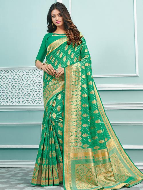 zari work kanjivaram saree with blouse - 17397785 - Standard Image - 1