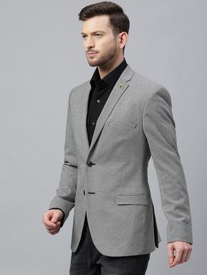 black houndstooth print single breasted casual blazer - 17397937 - Standard Image - 2