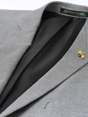 black houndstooth print single breasted casual blazer - 17397937 - Standard Image - 6