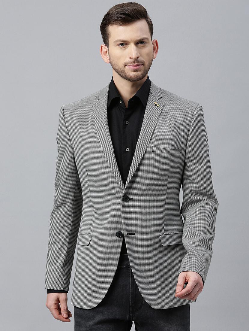 black houndstooth print single breasted casual blazer - 17397937 - Zoom Image - 1
