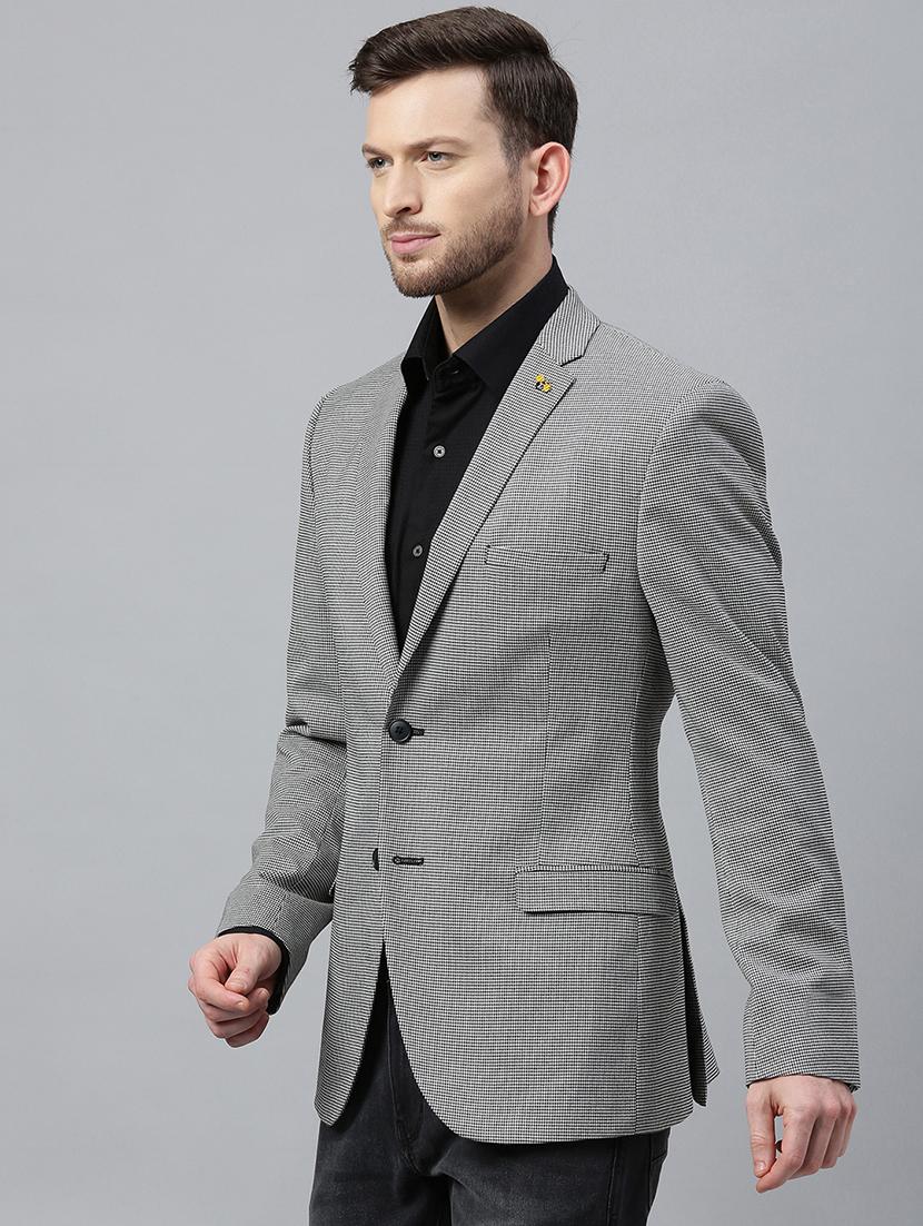 black houndstooth print single breasted casual blazer - 17397937 - Zoom Image - 2